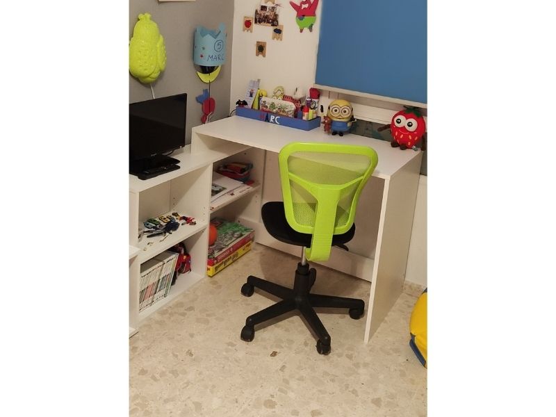 Foto de cliente de Mesa Escritorio Moderno Con Estanteria Baja Color Blanco 112 cm