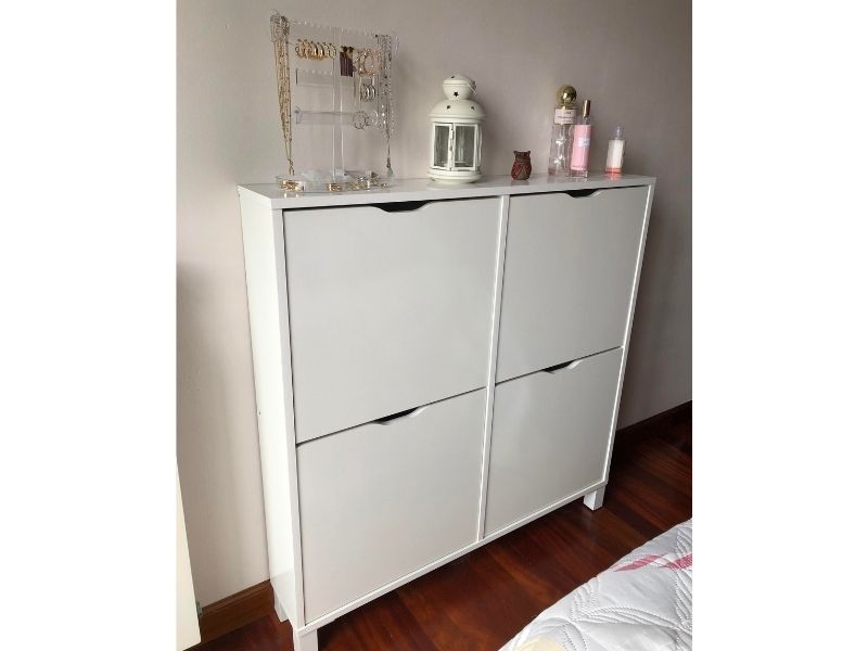 Foto de cliente de Mueble Zapatero Recibidor Pasillo Estrecho Mary Color Blanco Con Patas 97 cm