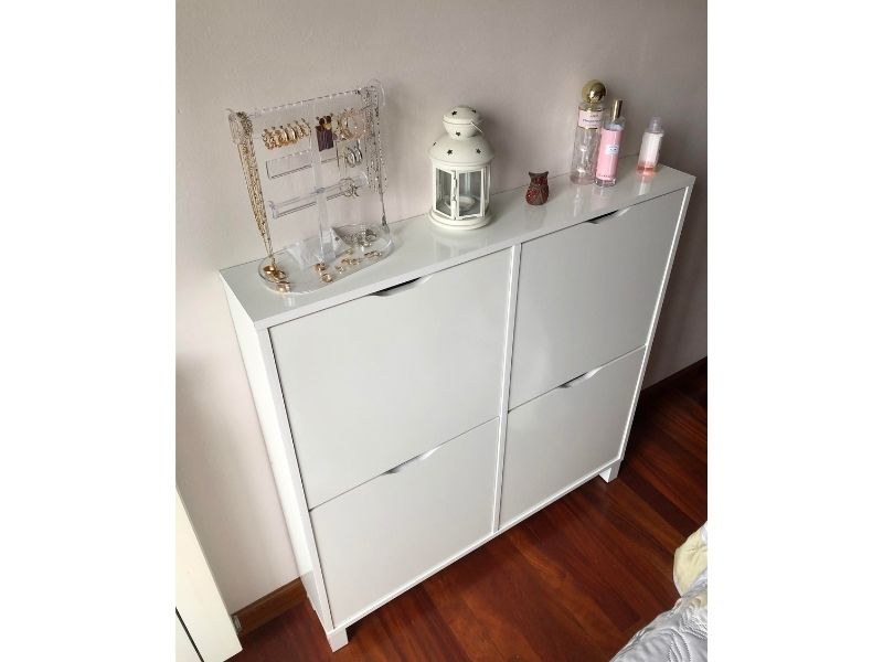 Foto de cliente de Mueble Zapatero Recibidor Pasillo Estrecho Mary Color Blanco Con Patas 97 cm