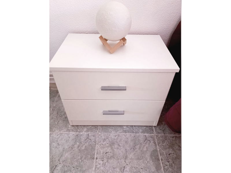 Foto de cliente de Mesita de Noche Couple de 2 Cajones Blanco Mate 50x42 cm
