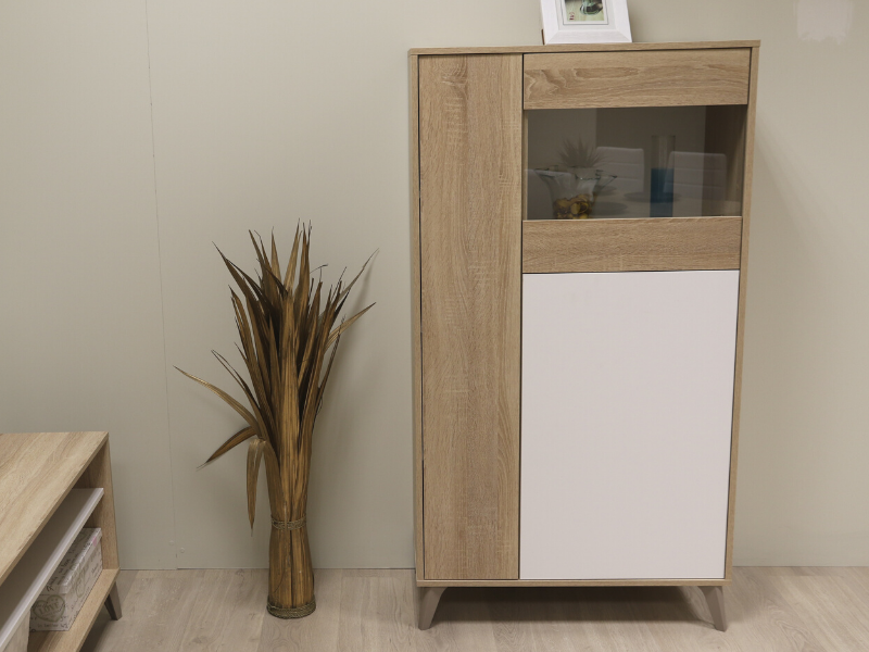 Foto de cliente de Vitrina Kikua Plus color roble y blanco salón 77x142 cm