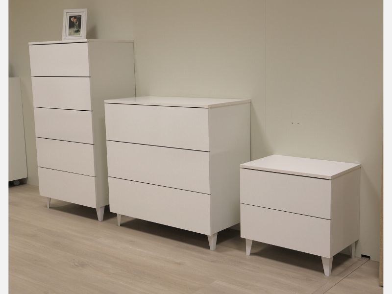 Foto de cliente de Mesita de Noche con 2 Cajones Blanco Brillo 50x49 cm