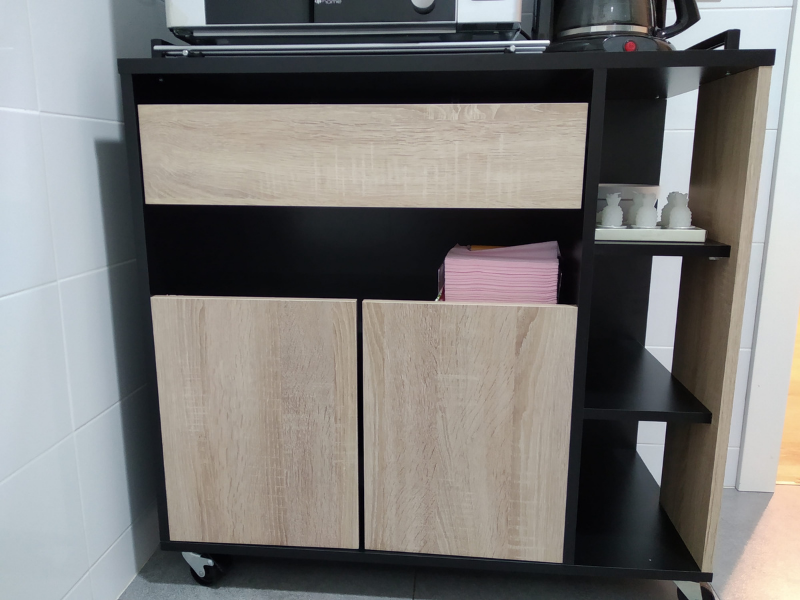 Foto de cliente de Mueble auxiliar Microondas roble negro 79x79 cm