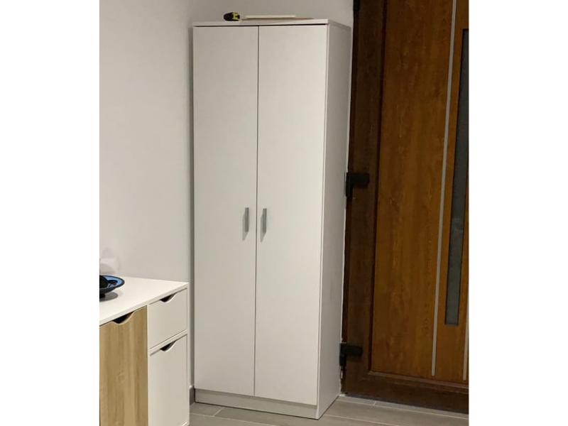 Foto de cliente de Mueble Zapatero Recibidor Armario Auxiliar Blanco 2 Puertas 6 Estantes 60 cm