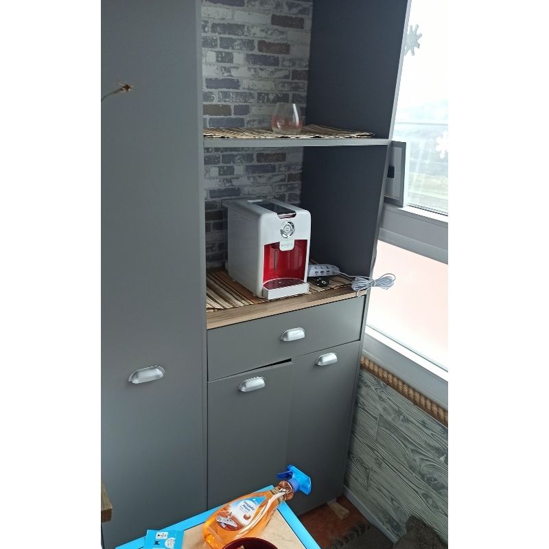 Foto de cliente de Mueble Buffet Alto Auxiliar Asfeld Con 3 Puertas Color Gris Grafito 90x180 cm