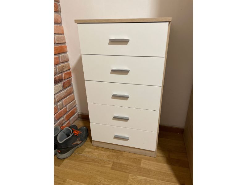 Foto de cliente de Cómoda De 5 Cajones Couple Blanco Mate Y Sahara 50x90 cm