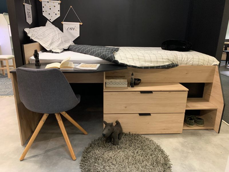 Foto de cliente de Cama Juvenil con Escritorio Valky Roble y Negro 90x200/190 cm
