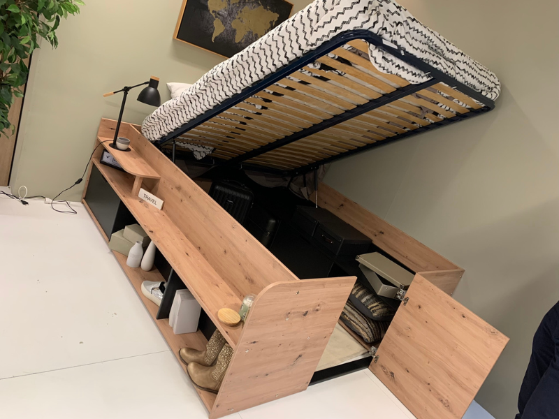 Foto de cliente de Cama Canapé Con Somier En Roble Y Negro 135/140x190/200 cm