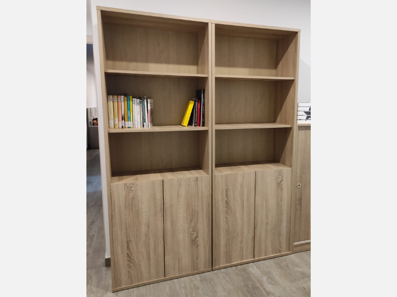 Foto de cliente de Estantería Librería Alta 2 Puertas Oficina Color Roble Cambrian 197x76x33 cm