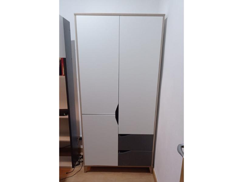 Foto de cliente de Armario Juvenil Ropero Juvenil Genius Blanco Y Gris 89x185 cm
