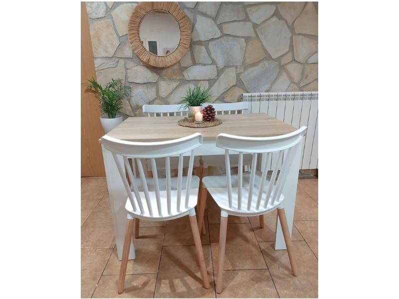 Foto de cliente de Mesa de cocina Cloe fija auxiliar roble y blanco 78x109x67 cm