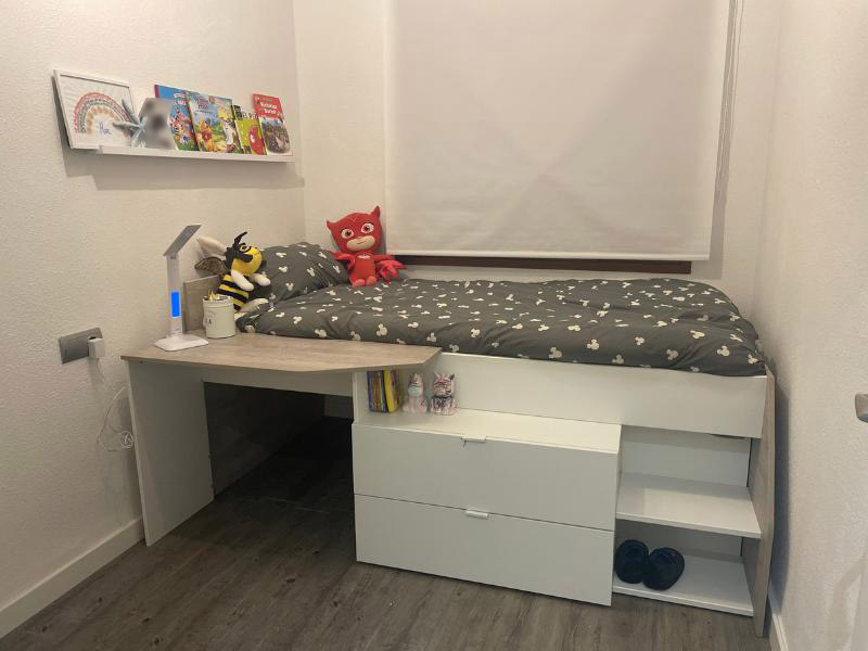 Foto de cliente de Cama Juvenil con Escritorio Valky Blanca y Gris 90x200/190 cm