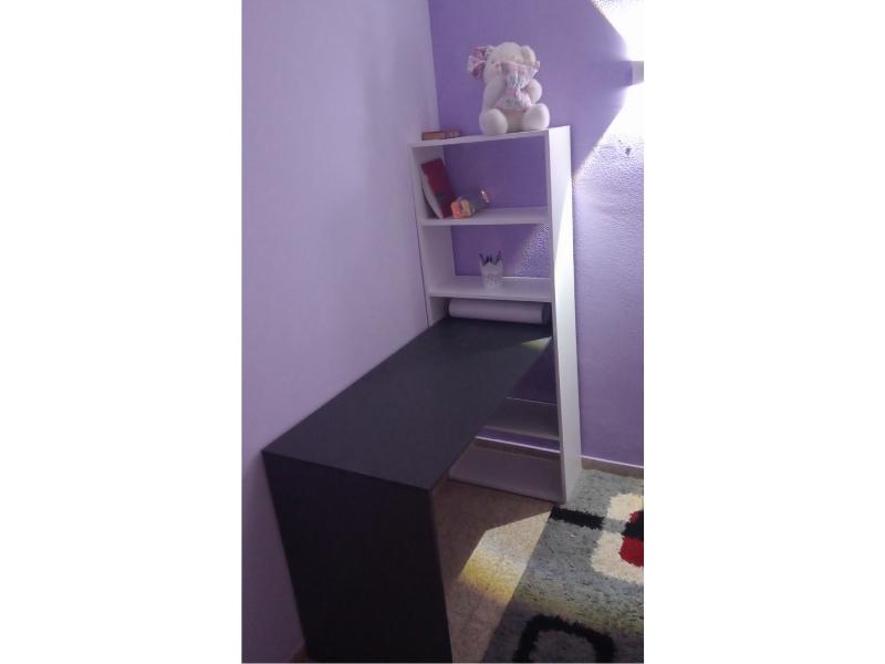 Foto de cliente de Mesa escritorio Duplo con Estantería Blanco y Gris 120 cm