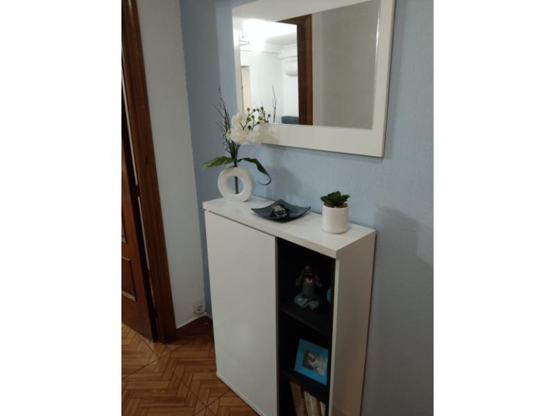 Foto de cliente de Mueble Zapatero Recibidor Blanco Brillo+ Espejo 79 cm
