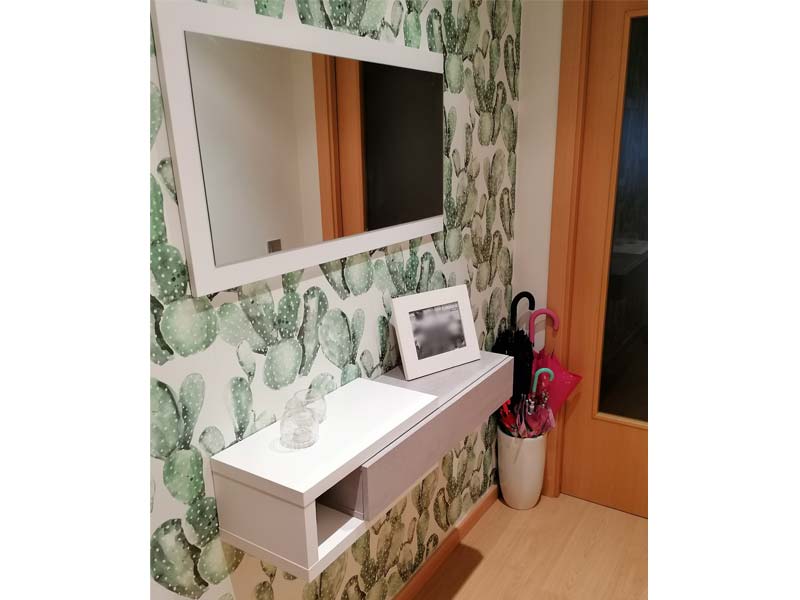 Foto de cliente de Mueble de Entrada Recibidor Estilo Industrial con Espejo 95 cm