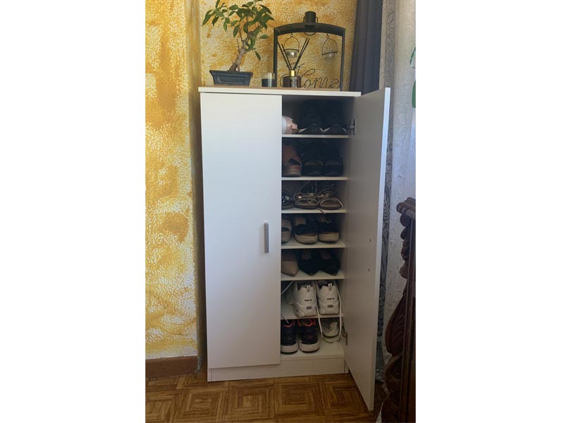 Foto de cliente de Mueble Zapatero Recibidor Armario Auxiliar Bajo Con 7 Baldas Color Blanco 55 cm