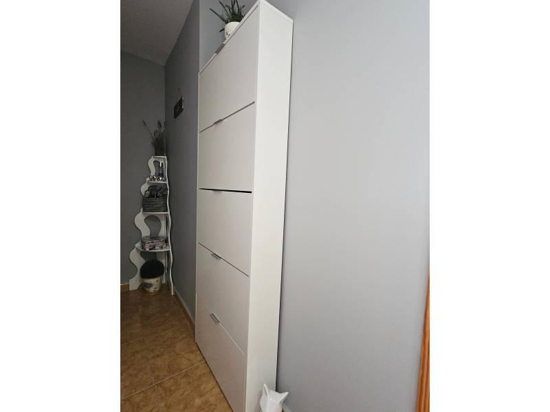 Foto de cliente de Mueble Zapatero Recibidor Pasillo Blanco Brillo Alto 5 Puertas 70 cm
