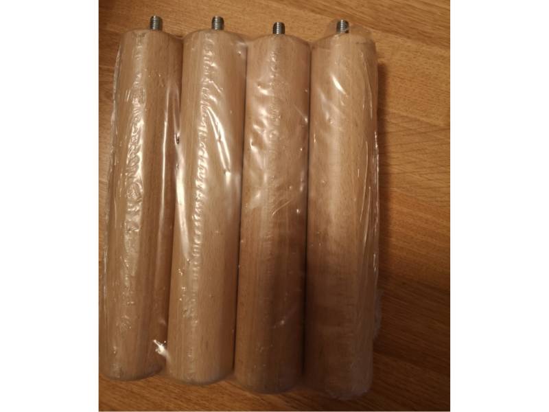 Foto de cliente de Juego de Patas para Somier Redondas Madera Haya (Pack 4)