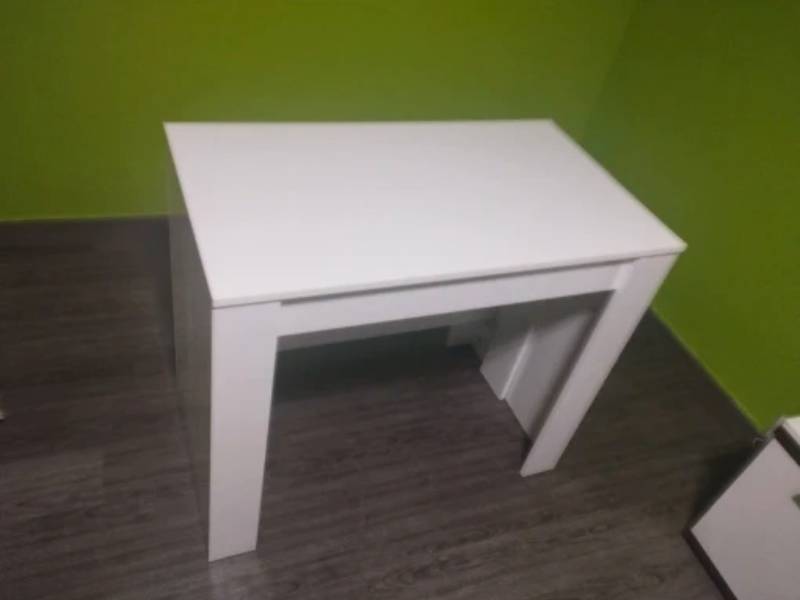 Foto de cliente de Mesa comedor súper extensible Train blanco brillo 5 posiciones 51-237x90 cm