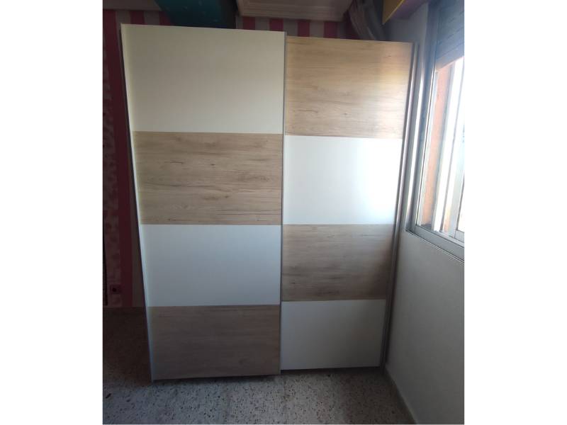 Foto de cliente de Pack de Dormitorio Blanco y Roble Aurora con Armario, Cabecero y 2 Mesitas de Noche