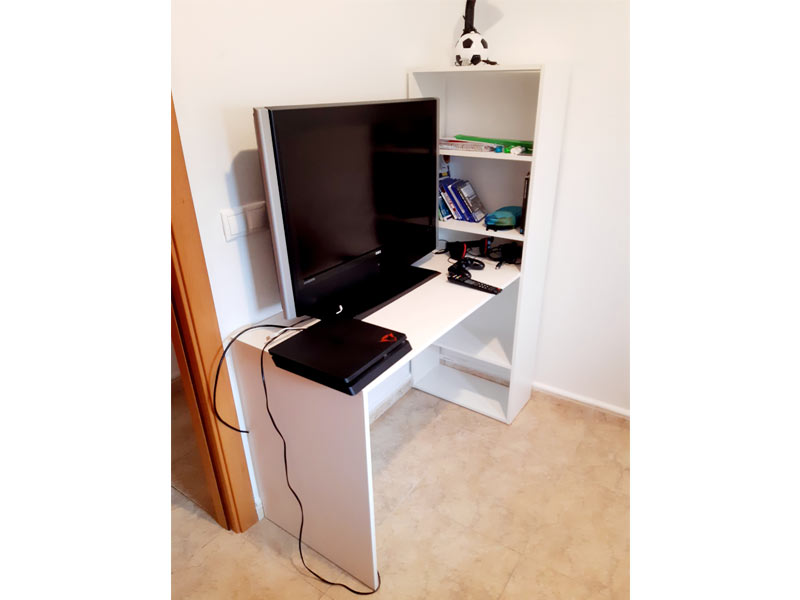 Foto de cliente de Mesa de escritorio con estanteria reversible Duplo Blanco 120 cm