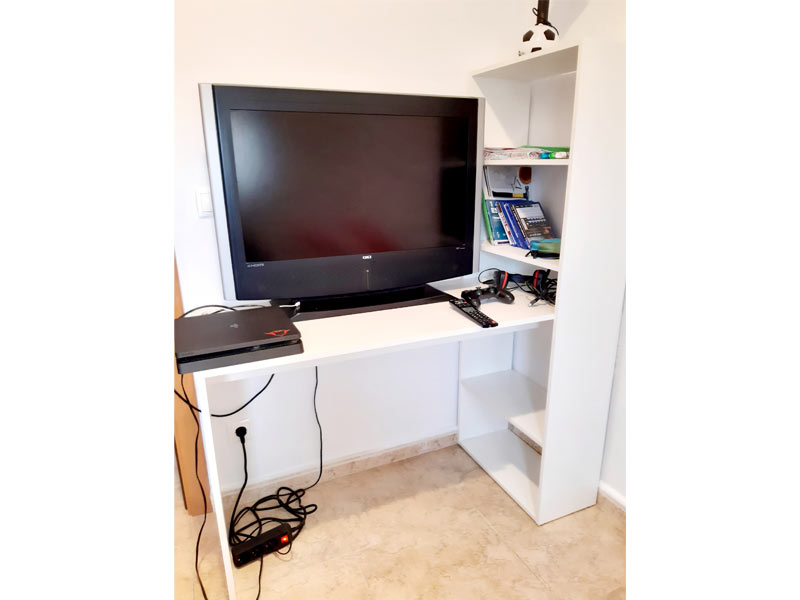 Foto de cliente de Mesa de escritorio con estanteria reversible Duplo Blanco 120 cm