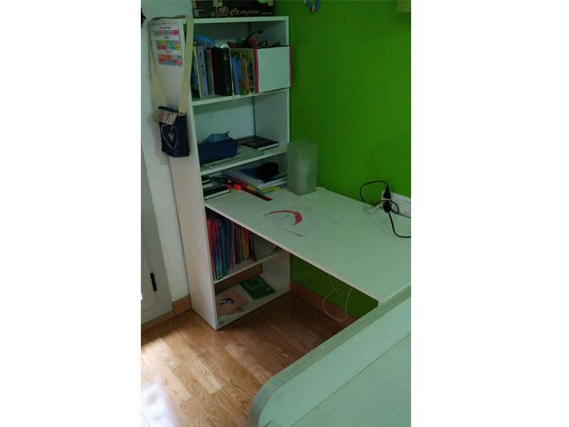 Foto de cliente de Mesa de escritorio con estanteria reversible Duplo Blanco 120 cm