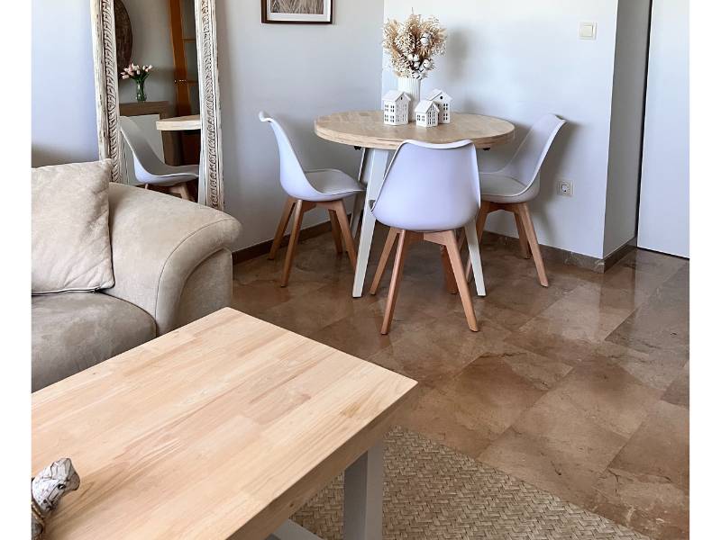 Foto de cliente de Mesa Comedor Redonda Extensible Berg Madera Color Roble Nordish y Blanco 100-180x100 cm