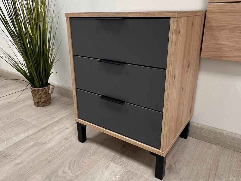 Foto de cliente de Cabecero con Mesitas Roble Nodi Y Gris Antracita 240 cm