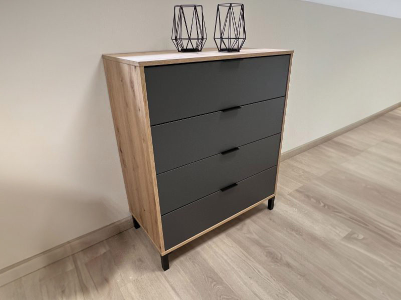 Foto de cliente de Cómoda 4 Cajones Roble Nodi Y Gris Antracita 78x94 cm