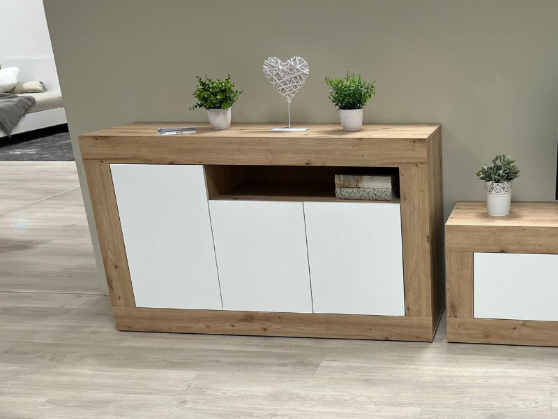 Foto de cliente de Aparador salón Baltik Color Roble Nodi Y Blanco Artik 144 cm