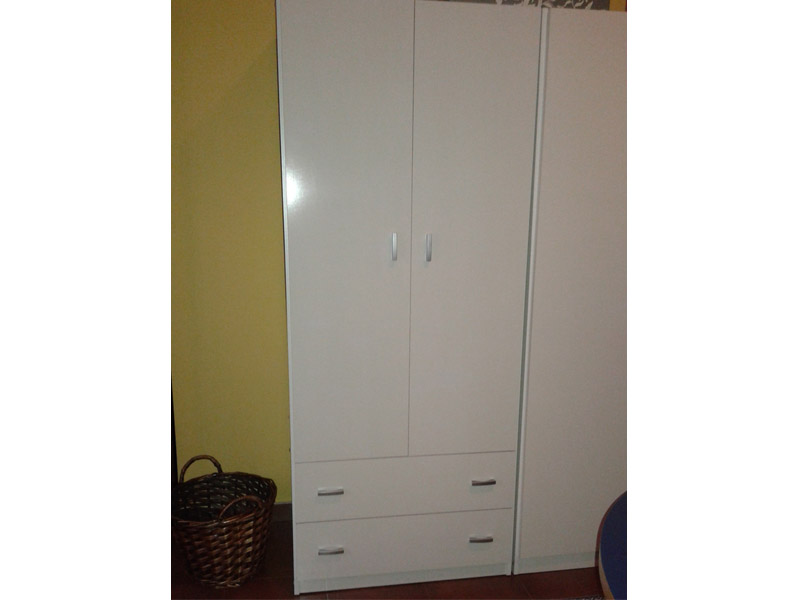 Foto de cliente de Armario Juvenil Turín Dormitorio Juvenil 2 Cajones Color Blanco Brillo 74x180 cm