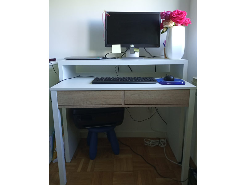 Foto de cliente de Mesa Escritorio Extensible Blanco Artik Y Roble Canadian 99 cm