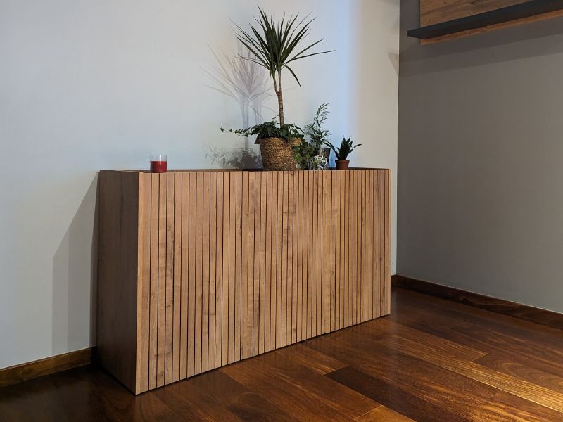Foto de cliente de Aparador Salón Irati Estilo Moderno Color Roble Gold y Mármol 140 cm