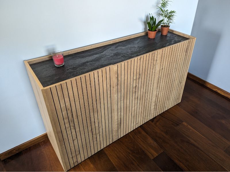 Foto de cliente de Aparador Salón Irati Estilo Moderno Color Roble Gold y Mármol 140 cm