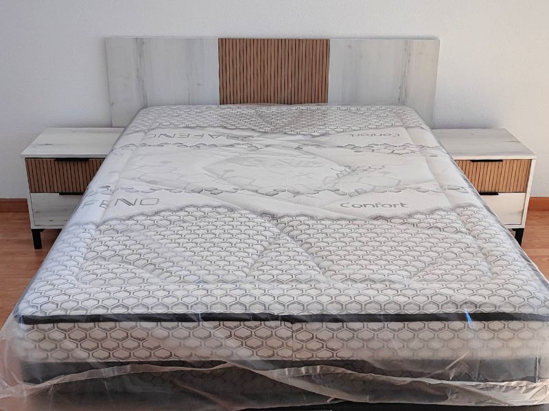 Foto de cliente de Cabecero De Cama Con Mesitas Arles Blanco Albo y Roble Rayado 159 cm