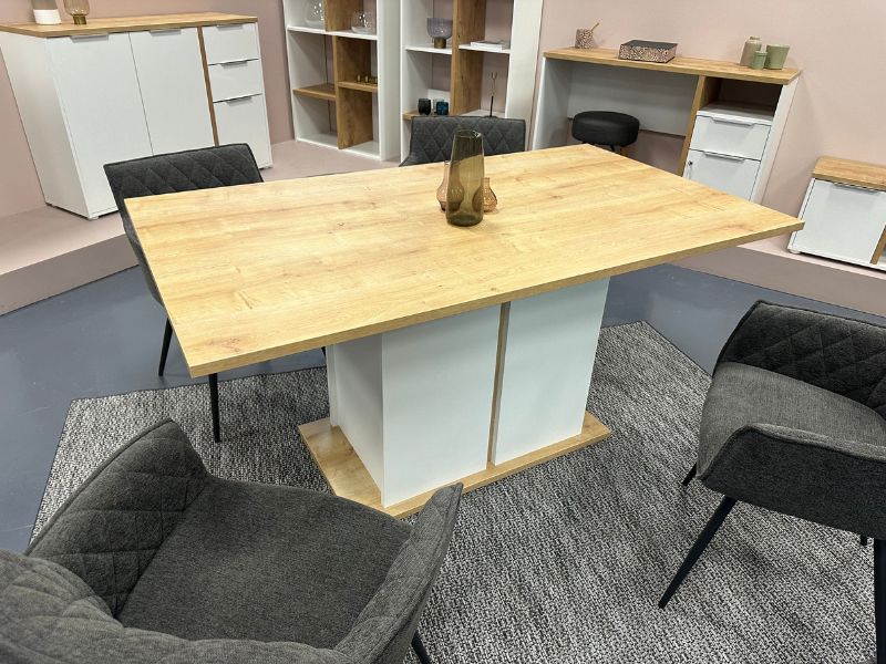 Foto de cliente de Mesa Comedor Fija Acces Roble Hamilton y Blanco Mate 160x90 cm