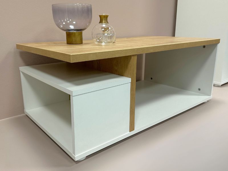 Foto de cliente de Mesa De Centro Fija Acces Color Roble Hamilton Y Blanco Mate 92x50 cm