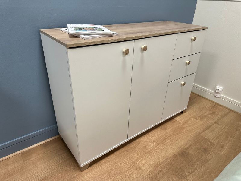 Foto de cliente de Aparador Salón Comedor Izzy Color Blanco Mate y Roble Kronberg 120 cm