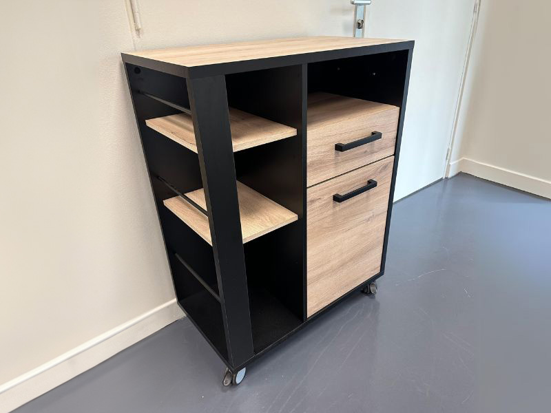 Foto de cliente de Mueble Auxiliar con Ruedas Industriale Roble Kronberg Y Negro Mate 72x88 cm