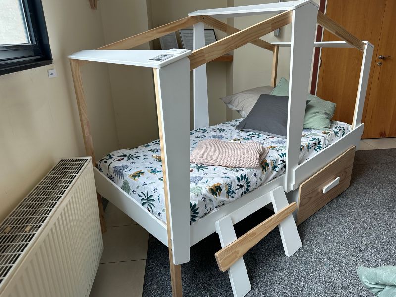 Foto de cliente de Cama Infantil Cabane Con Cajón Roble Y Blanco Mate 90x200 cm