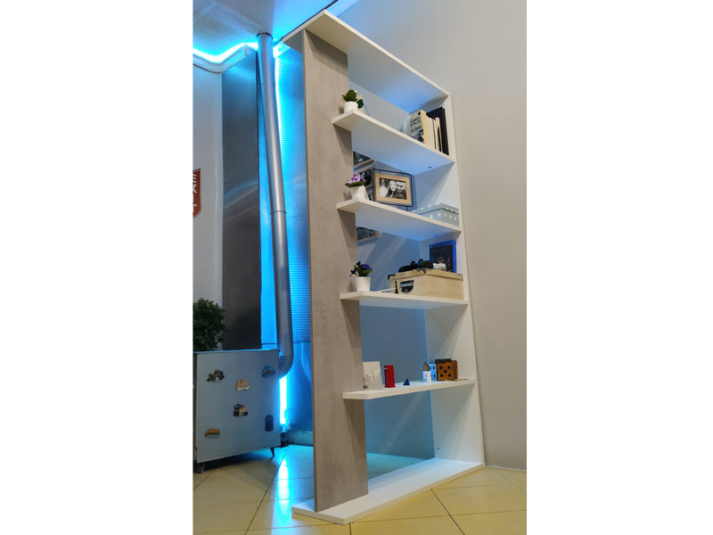 Foto de cliente de Estantería Moderna Para Salón Oficina Color Gris Cemento y Blanco 5 baldas 90x180x25 cm