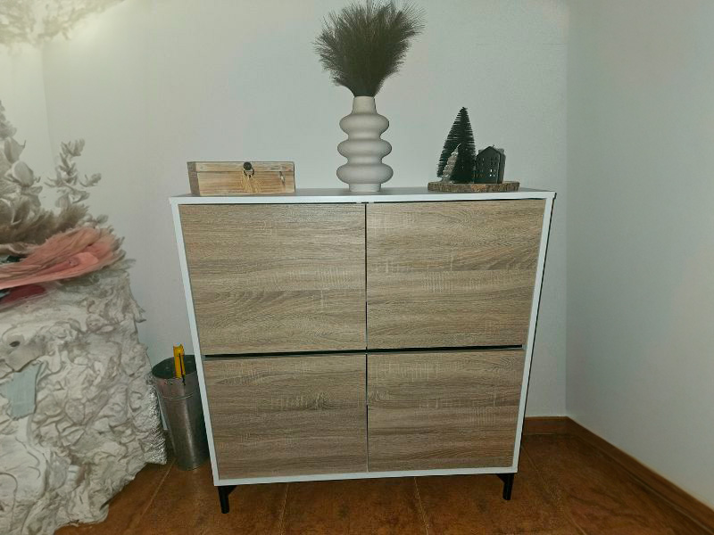Foto de cliente de Mueble Zapatero Recibidor Tokio 4 Puertas y 5 Baldas Blanco Mate y Cambrian 101 cm