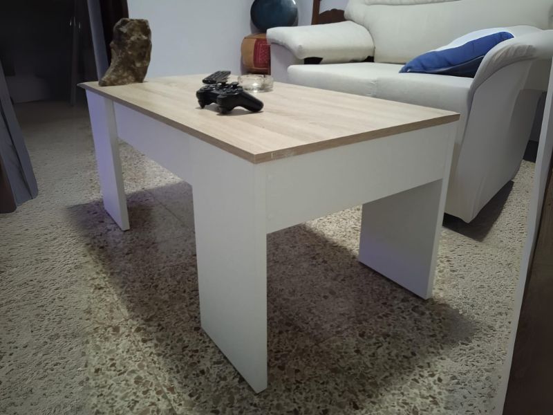 Foto de cliente de Pack para salón mueble mesa de centro y escritorio roble y blanco
