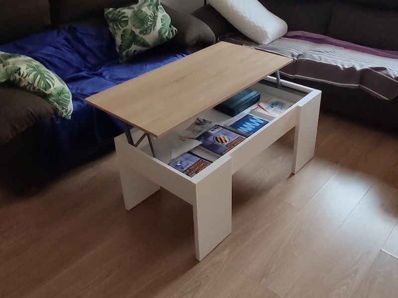 Foto de cliente de Pack para salón mueble mesa de centro y escritorio roble y blanco