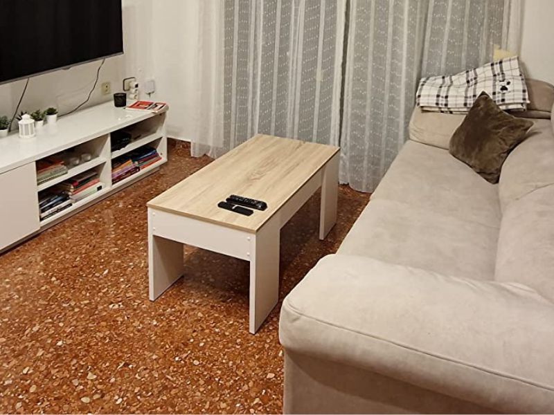 Foto de cliente de Pack para salón mueble mesa de centro y escritorio roble y blanco