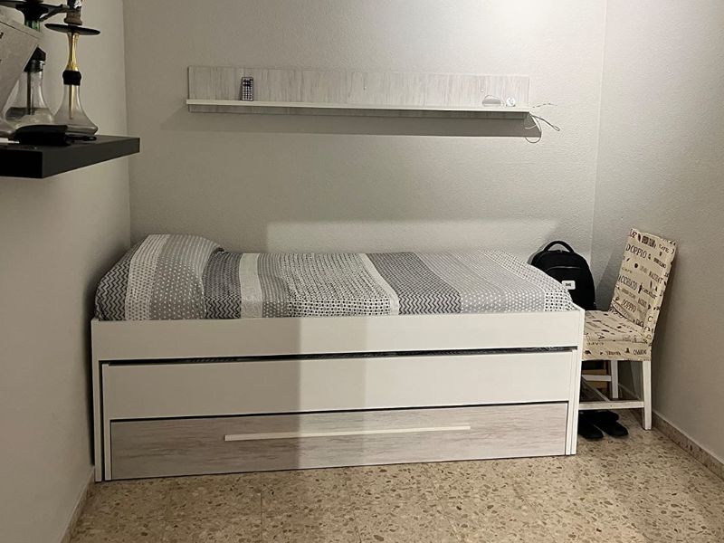 Foto de cliente de Cama Nido con Cajones Elliot 190x90 cm + Estantería Blanco