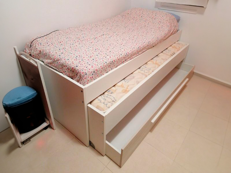 Foto de cliente de Cama Nido con Cajones Elliot 190x90 cm + Estantería Blanco