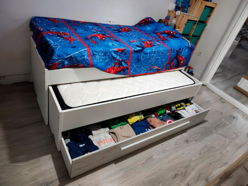 Foto de cliente de Cama Nido con Cajones Elliot 190x90 cm + Estantería Blanco