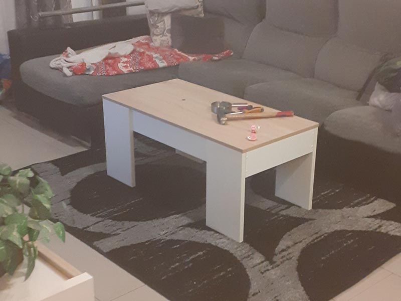 Foto de cliente de Pack para salón mueble mesa de centro y escritorio roble y blanco